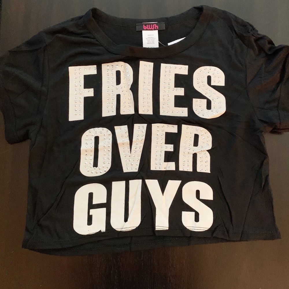 Fries Over Guys Graphic Crop Tee